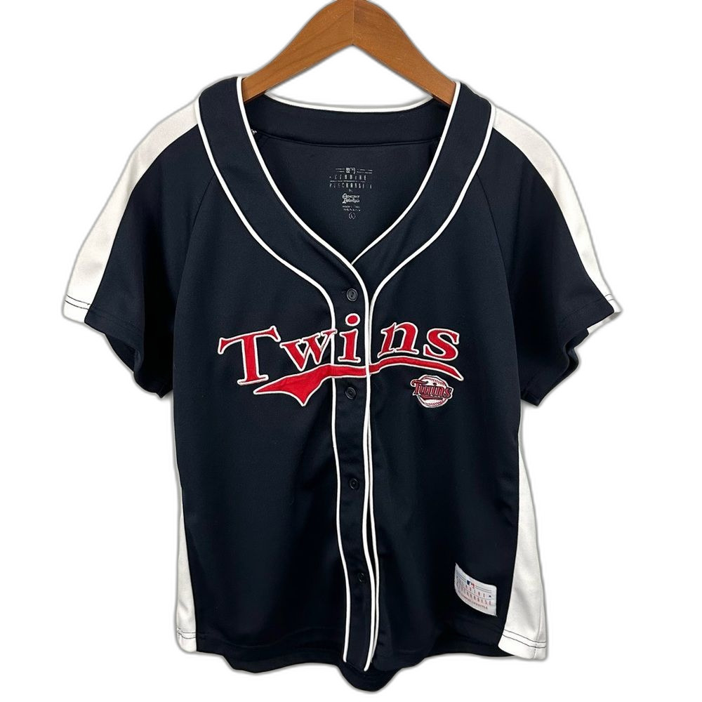 Genuine Merchandise Minnesota Twins Navy Button-Front Baseball Jersey Size Large